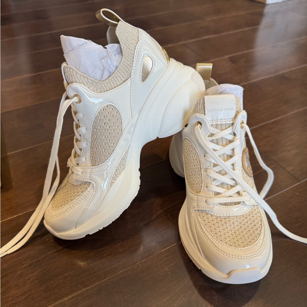 Michael Kors Beige and Cream Women's Sneakers - Picture 1 of 9
